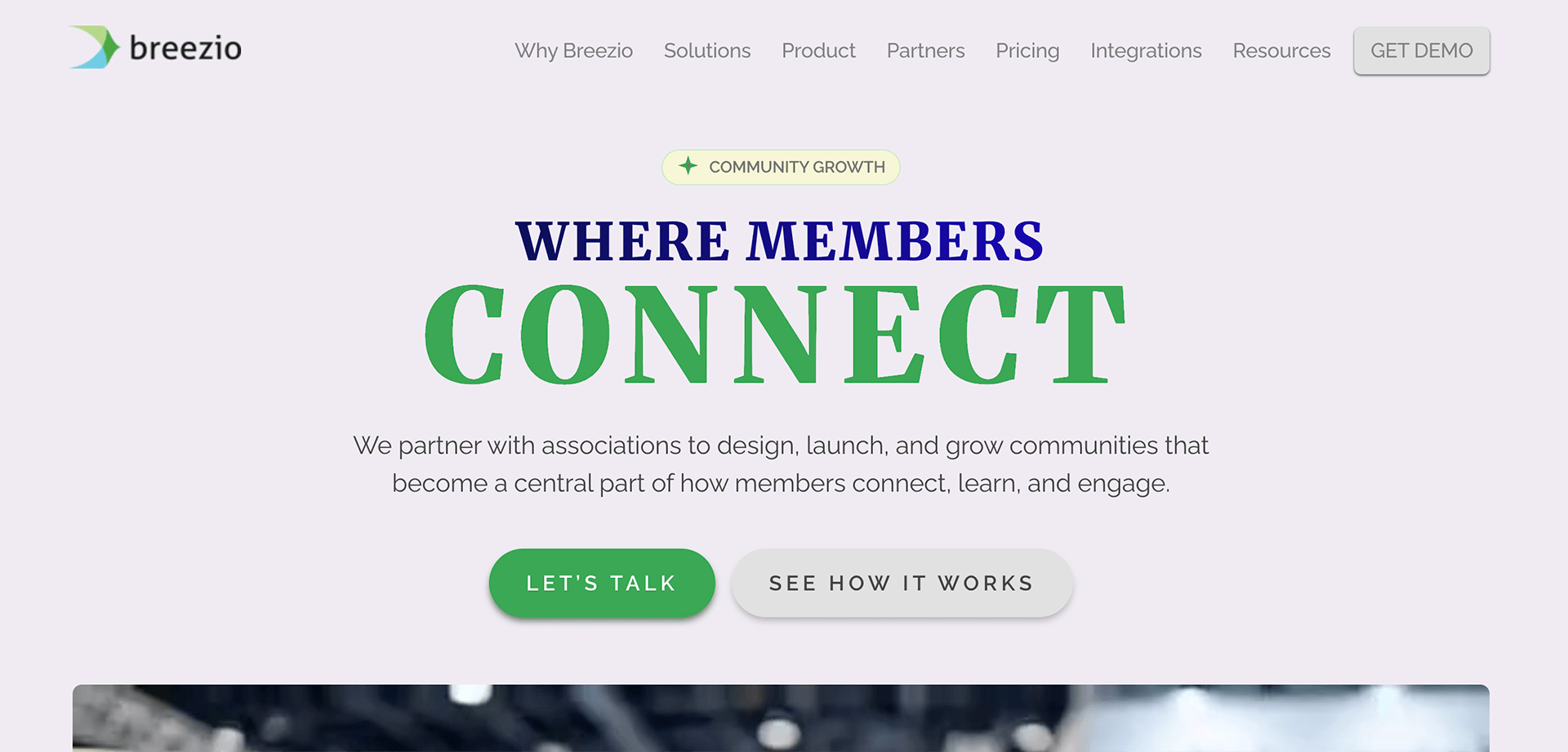 A screenshot of Breezio's homepage