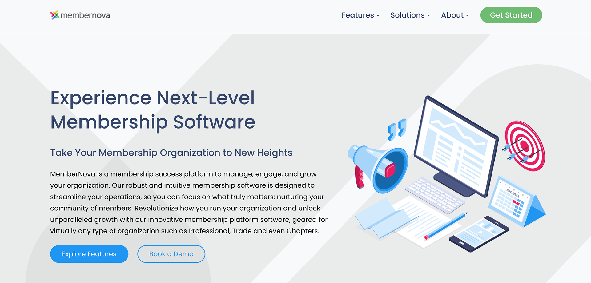 A screenshot of MemberNova’s homepage