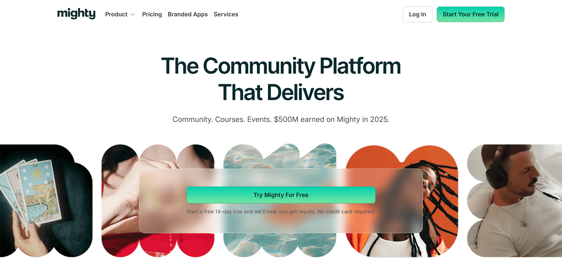 A screenshot of Mighty Networks’ homepage