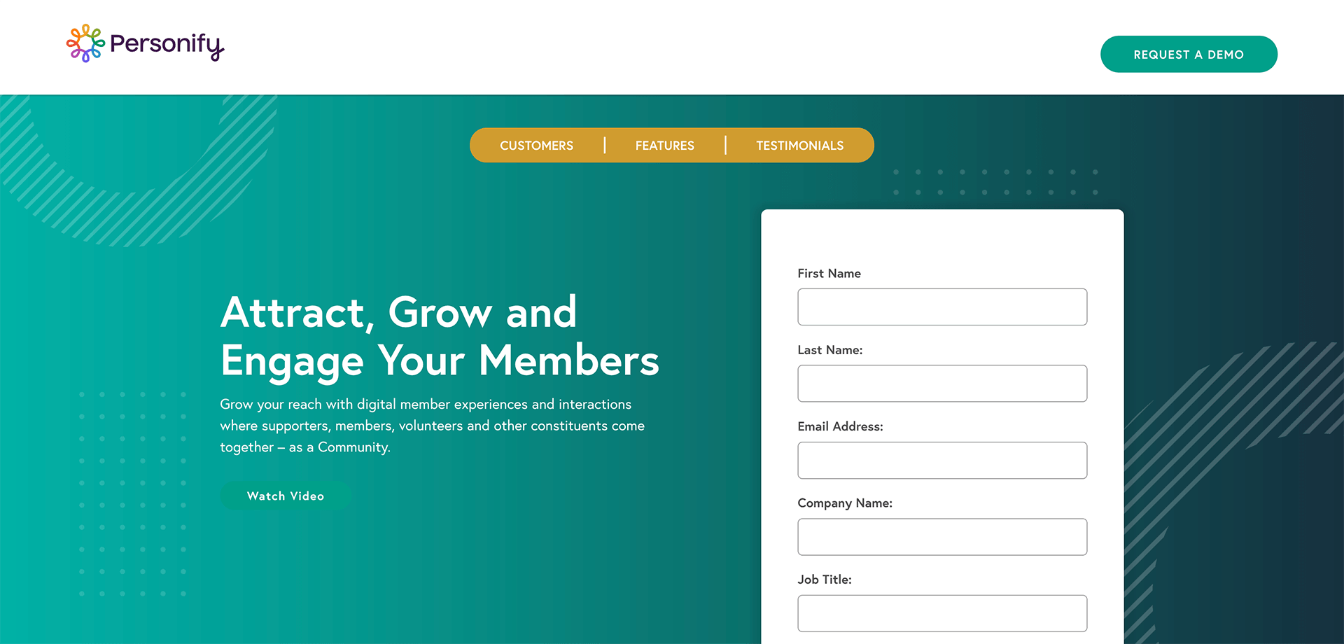 A screenshot of Personify’s homepage