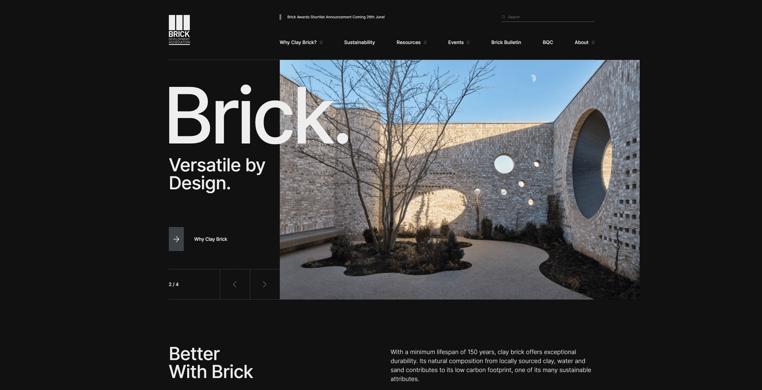 Screenshot of the homepage on BDA’s website.
