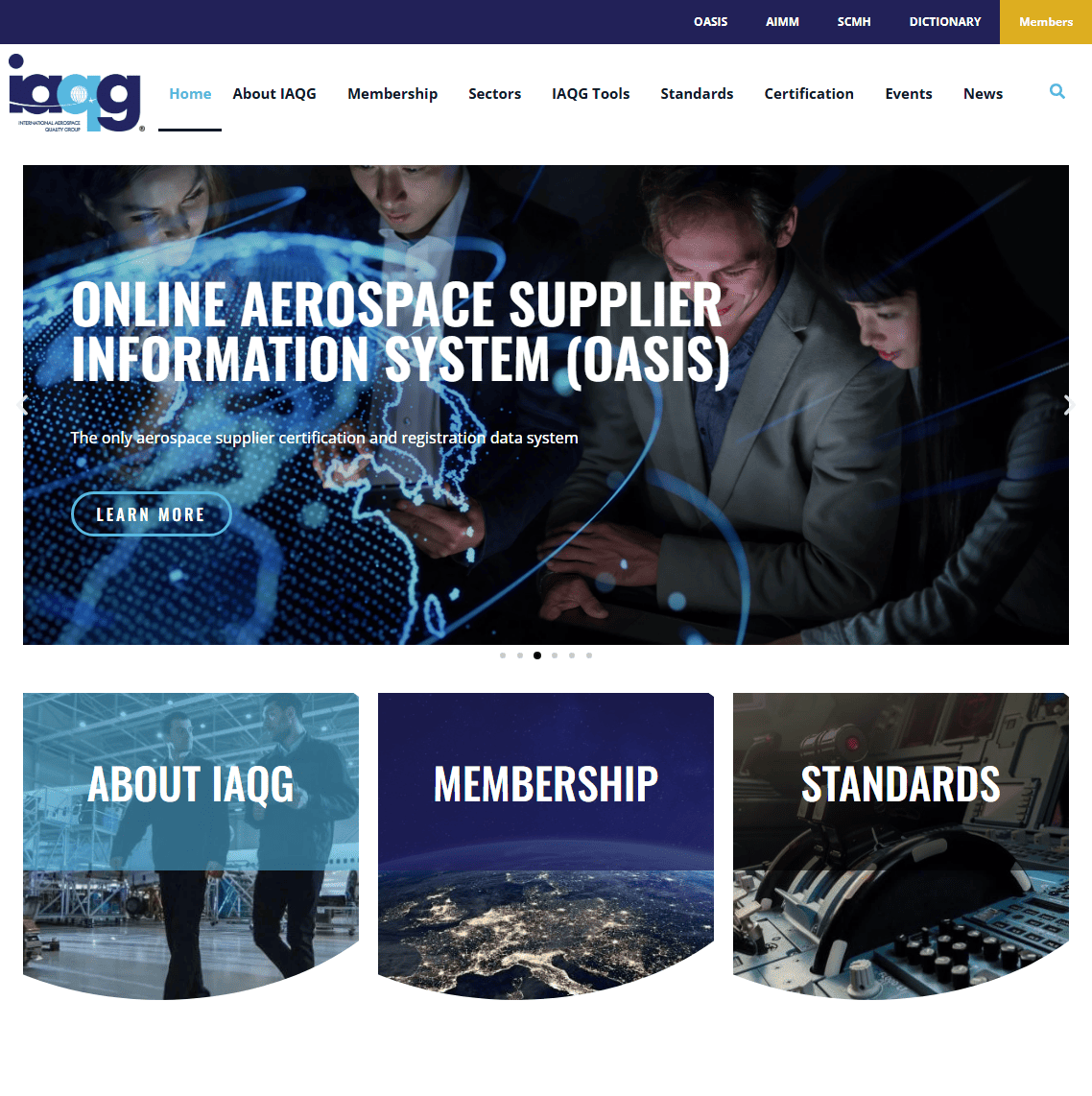 Screenshot of the animated image carousel on IAQG’s homepage