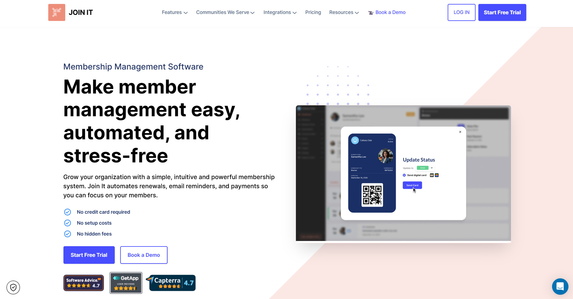 A screenshot of JoinIt's homepage