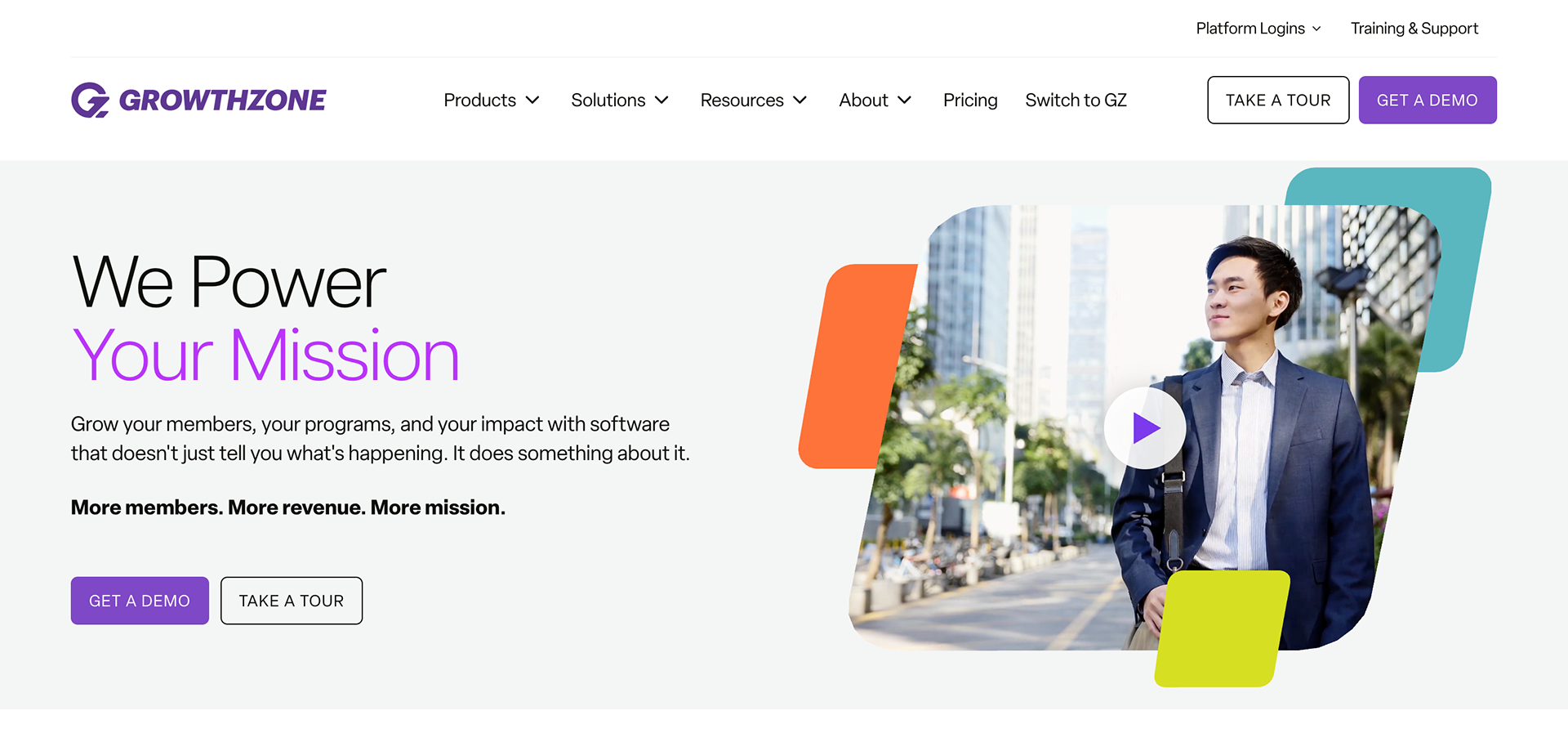 Screenshot of GrowthZone's homepage