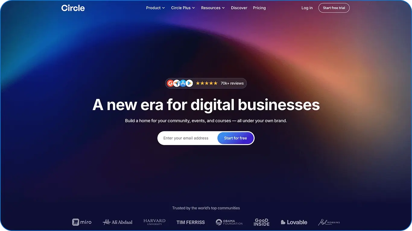 A screenshot of Circle’s homepage