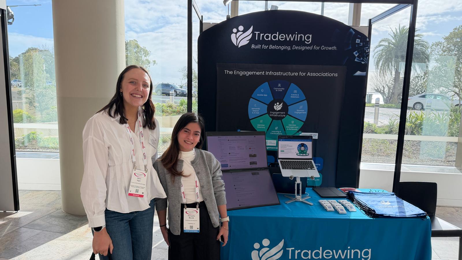 Petreysha Macute with a customer at AFNC, connecting over the opportunities and challenges shaping association engagement.