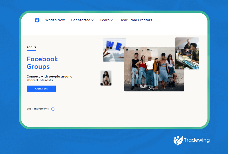 A screenshot of the Facebook Groups homepage.