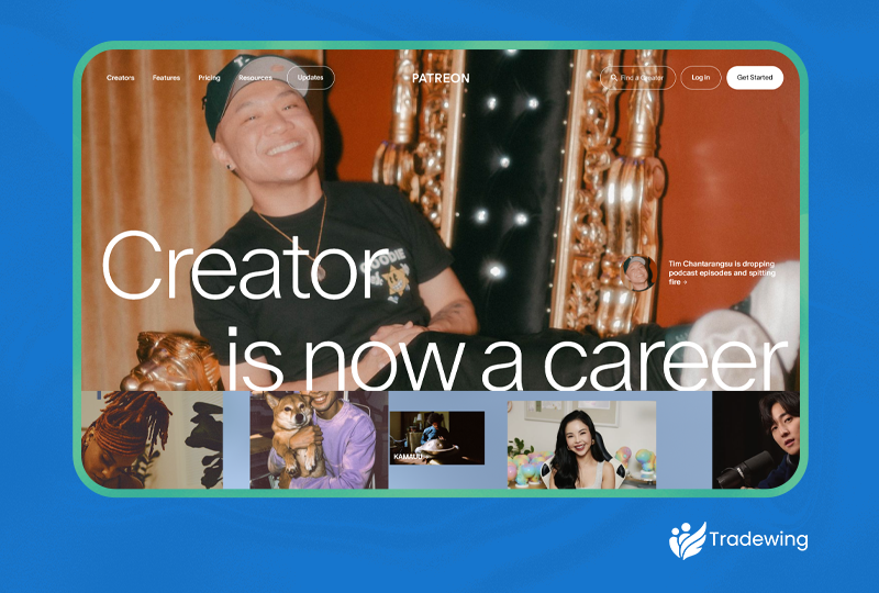 A screenshot of the Patreon homepage.